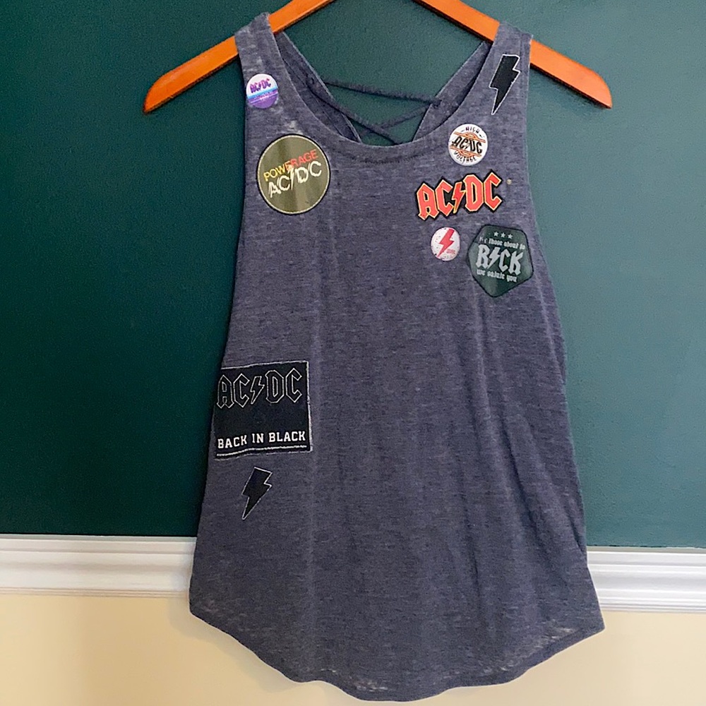 AC/DC muscle tank with tie back